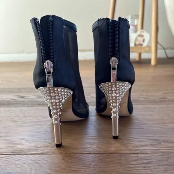 Stunning black bootie heels with crystals - Picture 3 of 5
